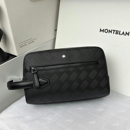 Montblanc Linear Pattern Wash Bag - Black Embossed