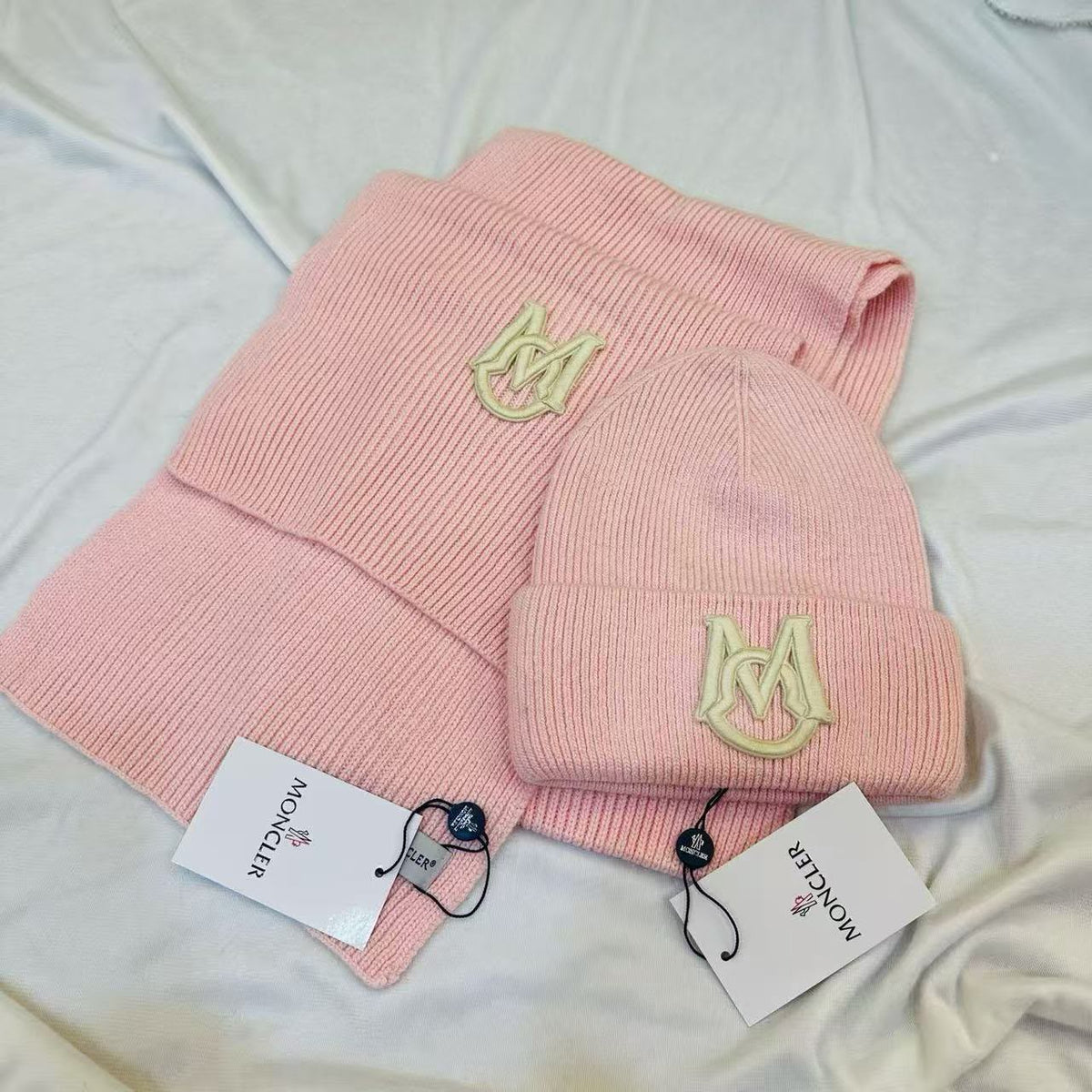 Moncler Scarf & Beanie - Pink