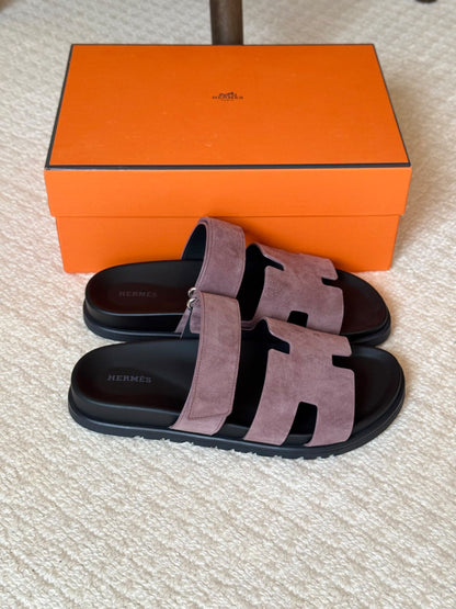 Hermès H-Cutout Slippers - Purple