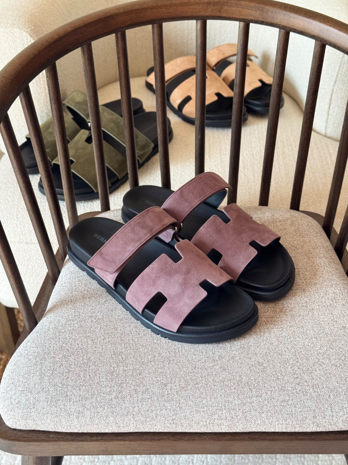 Hermès H-Cutout Slippers - Purple