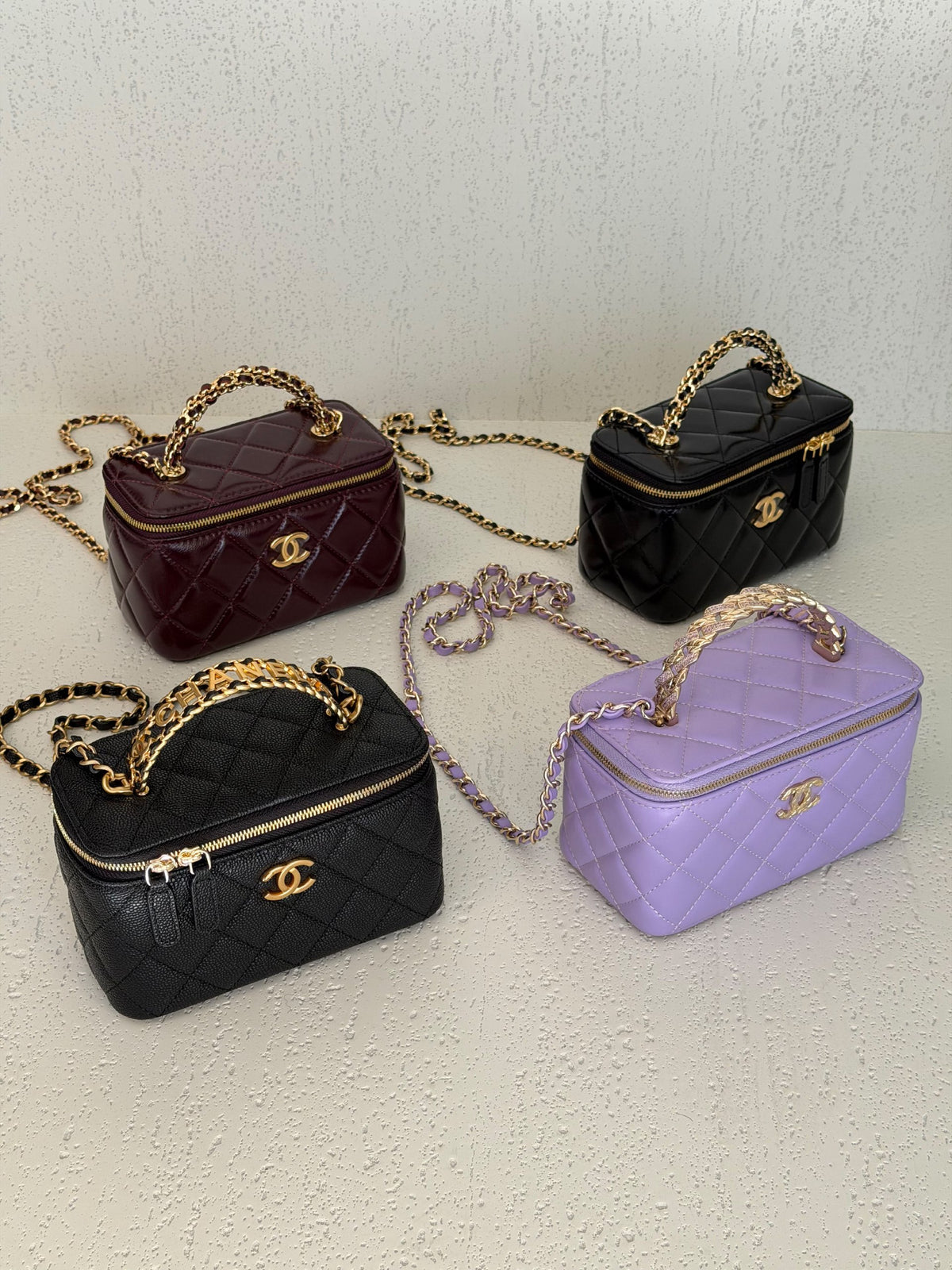 Chanel Vanity Case Shoulder Bag - Black, Purple, Black Glossy, Burgundy