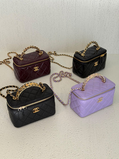 Chanel Vanity Case Shoulder Bag - Black, Purple, Black Glossy, Burgundy