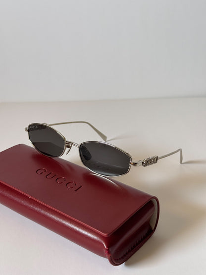 Gucci Crystal Logo Narrow-Frame Sunglasses - 