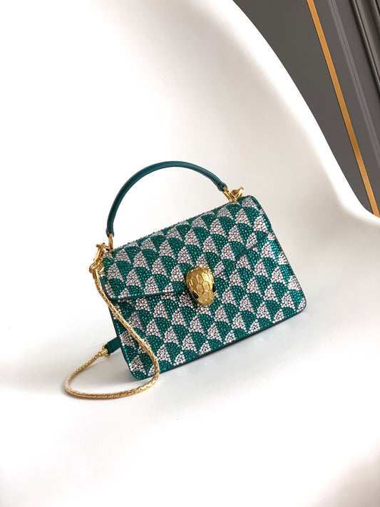 Bulgari Serpenti Forever Shoulder Bag - Green Snake Print