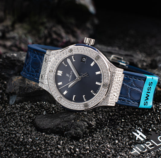 Hublot Watch Blue Crocodile Strap - 