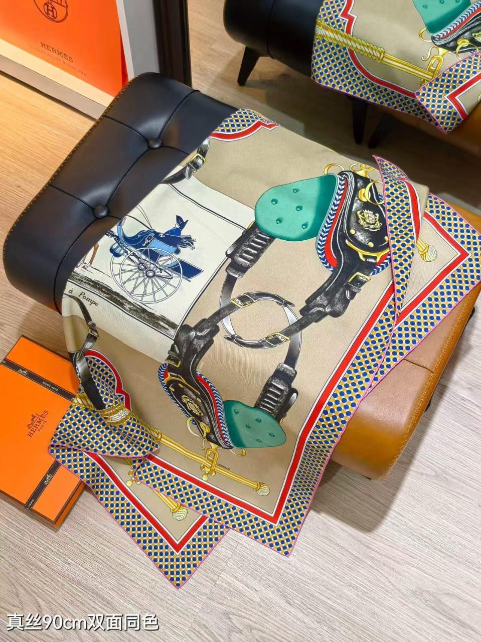 Hermès Harness Print Scarf - Beige