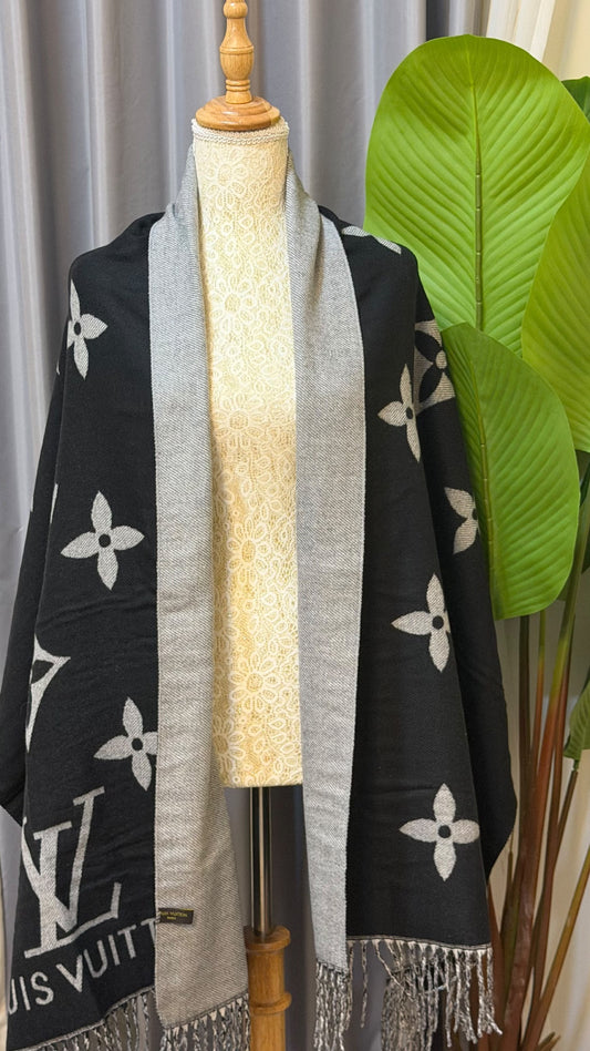 Louis Vuitton Floral Motif Scarf - Black