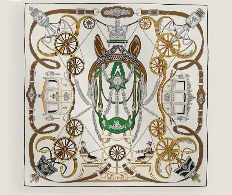 Hermès Stately Wheel Scarf - Beige