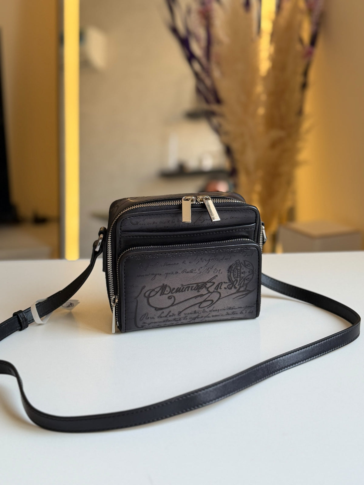 Berluti Crossbody Bag - Dark Grey Embossed