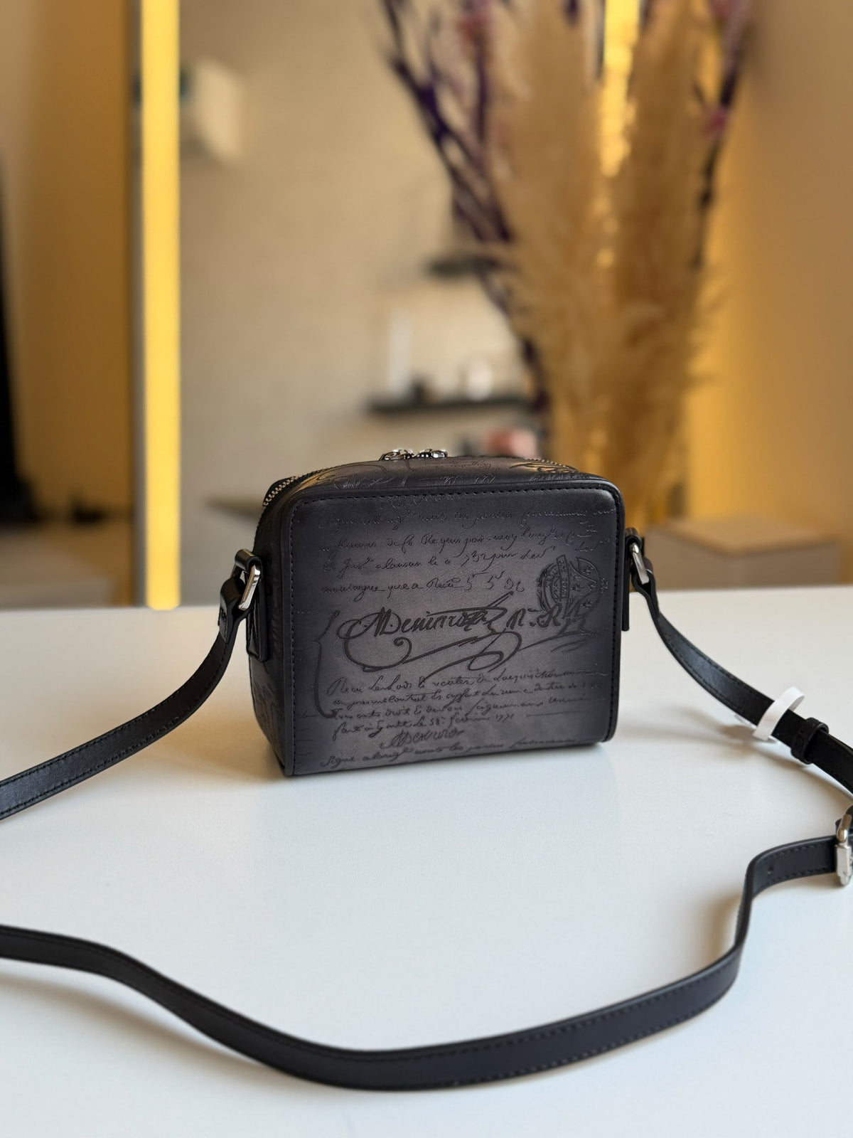 Berluti Crossbody Bag - Dark Grey Embossed
