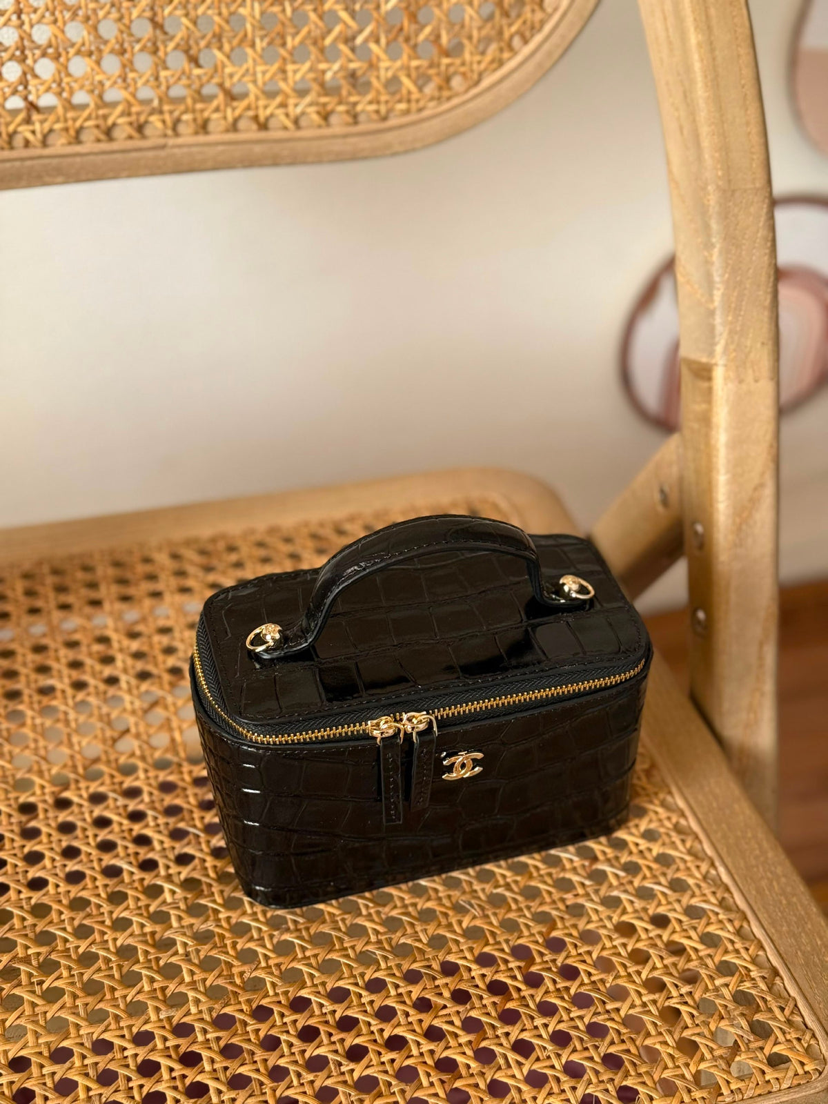 Chanel Makeup Bag - Black Embossed