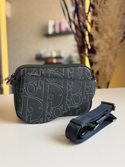 Dior Camera Crossbody Bag - Dark Grey Embossed