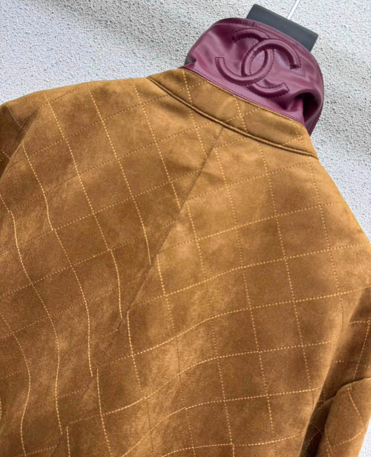 Chanel Quilted Rib-Hem Bomber Jacket - Brown