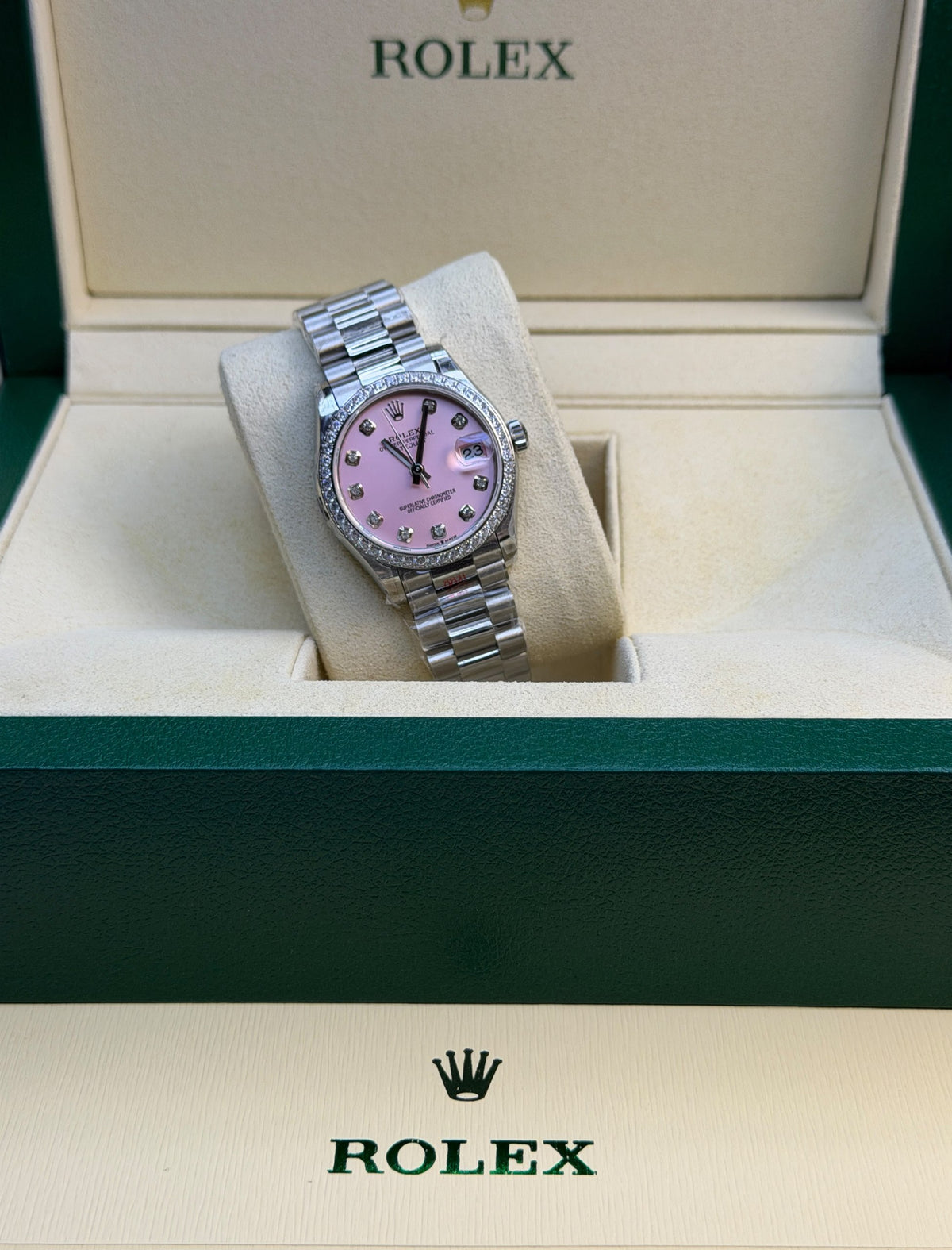 Rolex Watch - Silver & Pink