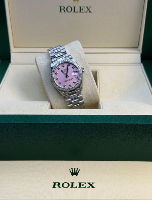 Rolex Watch - Silver & Pink