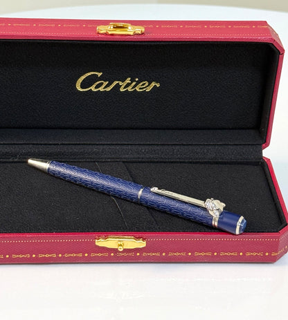 Cartier Ballpoint Pen - Blue Embossed