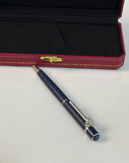 Cartier Ballpoint Pen - Blue Embossed