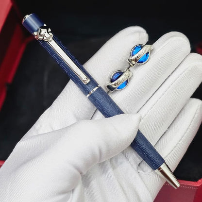 Cartier Ballpoint Pen - Blue Embossed
