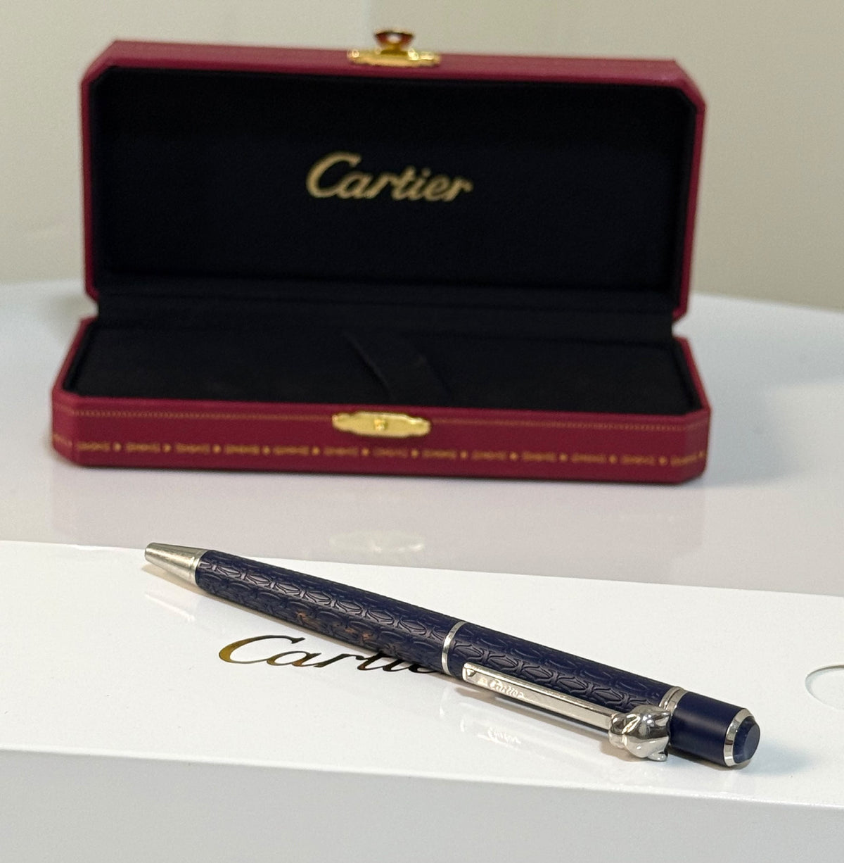 Cartier Ballpoint Pen - Blue Embossed