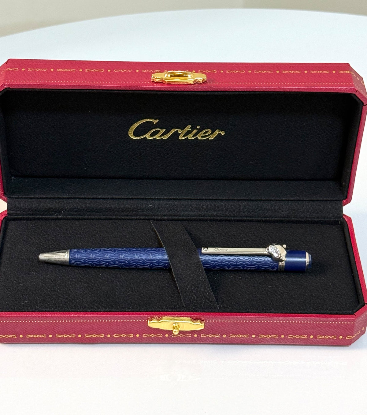 Cartier Ballpoint Pen - Blue Embossed