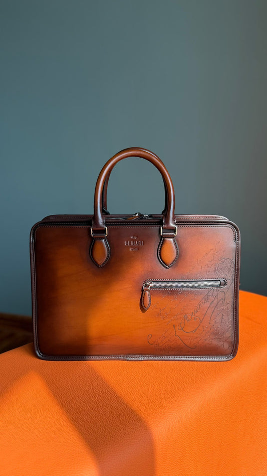 Berluti Center-Logo Briefcase - Brown