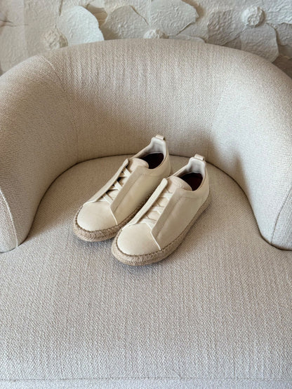 Zegna Espadrille Elastic-Panel Sneakers - White