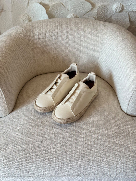 Zegna Espadrille Elastic-Panel Sneakers - White