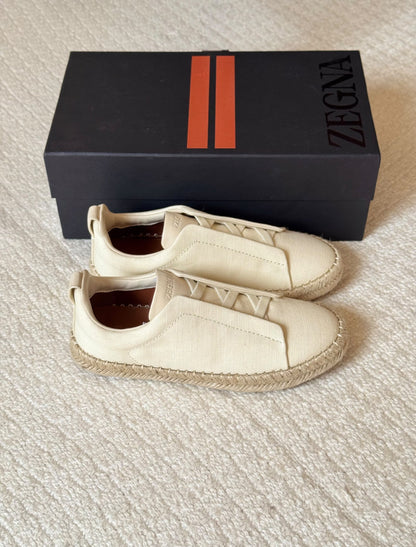 Zegna Espadrille Elastic-Panel Sneakers - White