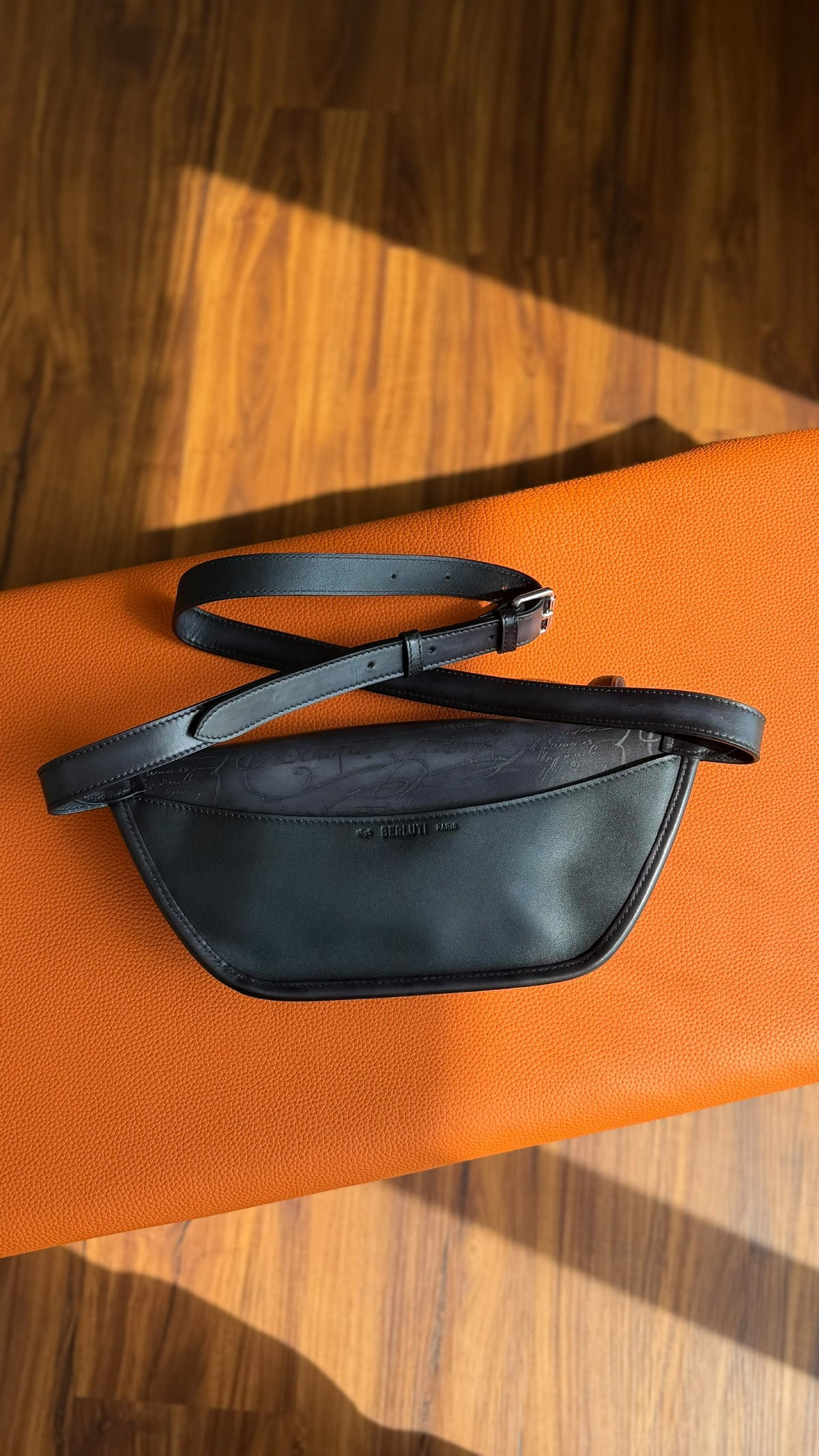 Berluti Belt Bag - Dark Grey Embossed