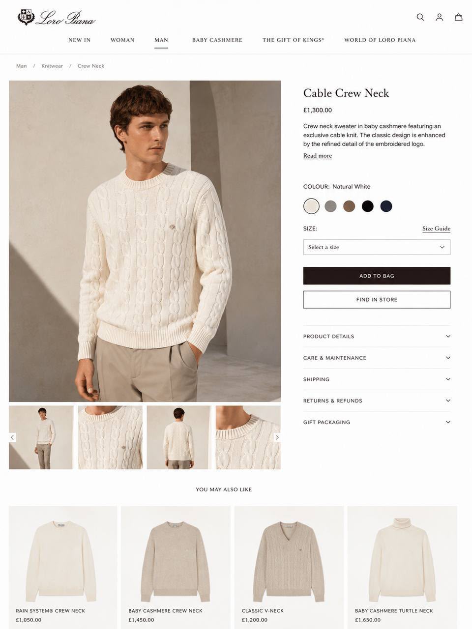 Loro Piana Sweater - White, Green, Black