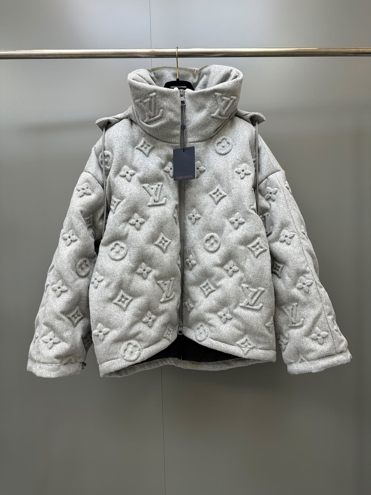 Louis Vuitton Hooded Puffer Jacket - Grey Embossed