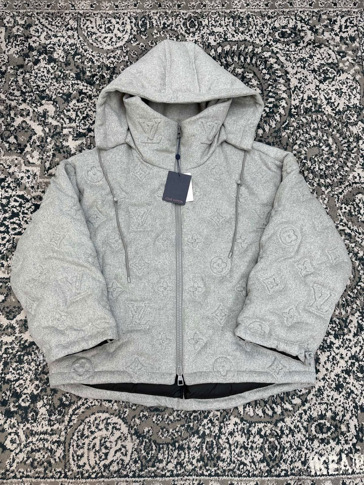 Louis Vuitton Hooded Puffer Jacket - Grey Embossed
