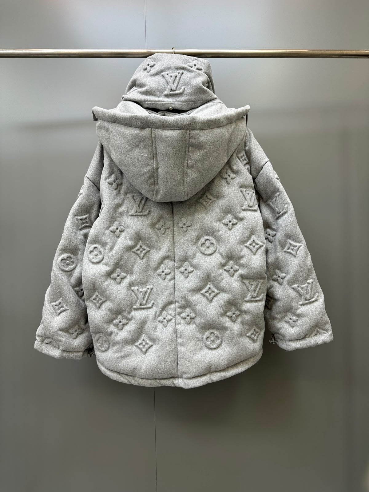 Louis Vuitton Hooded Puffer Jacket - Grey Embossed