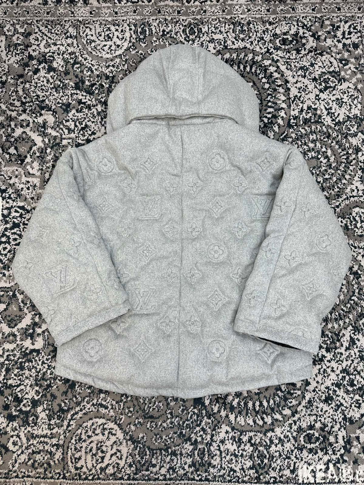Louis Vuitton Hooded Puffer Jacket - Grey Embossed