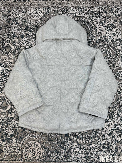 Louis Vuitton Hooded Puffer Jacket - Grey Embossed