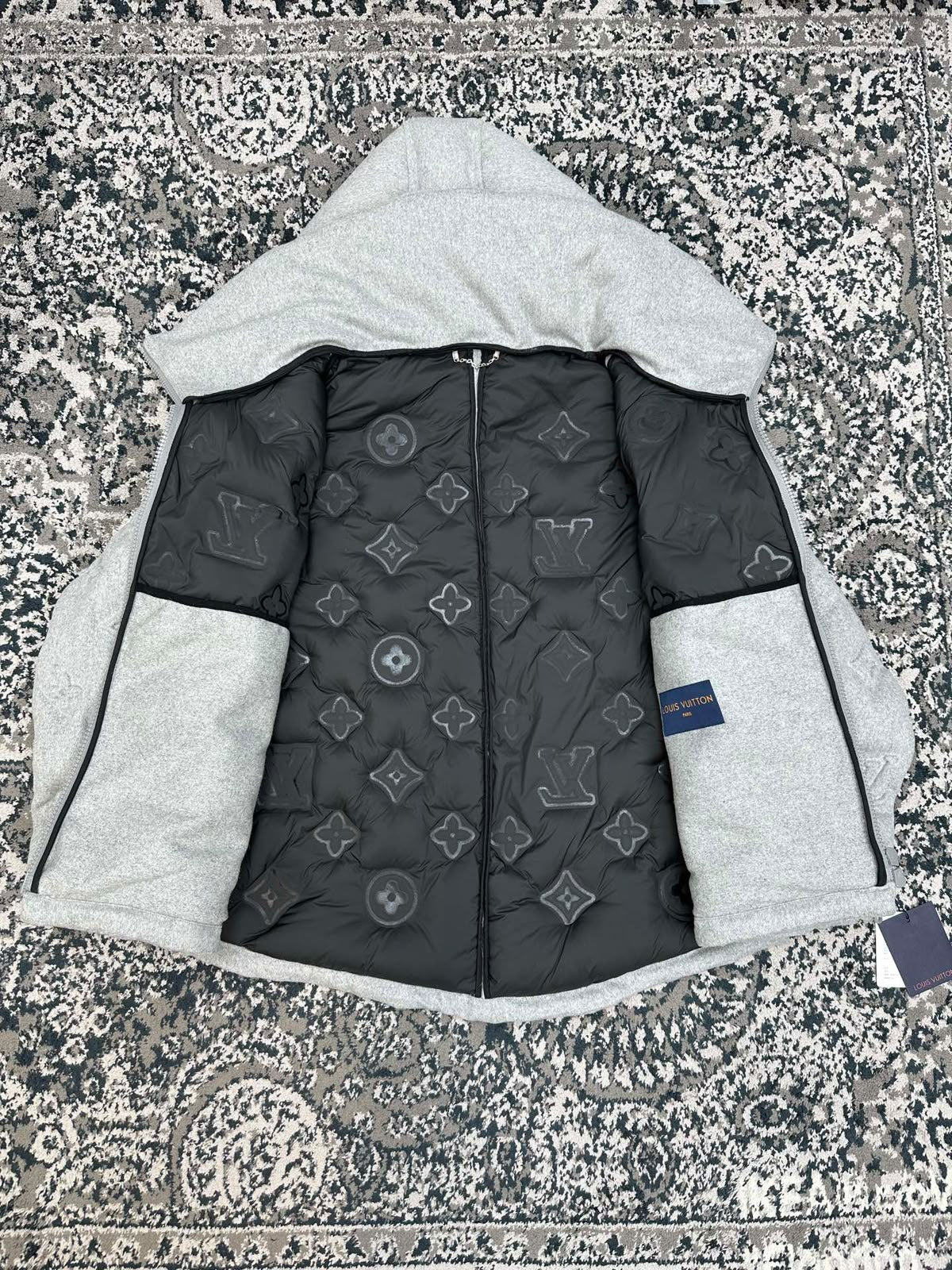 Louis Vuitton Hooded Puffer Jacket - Grey Embossed