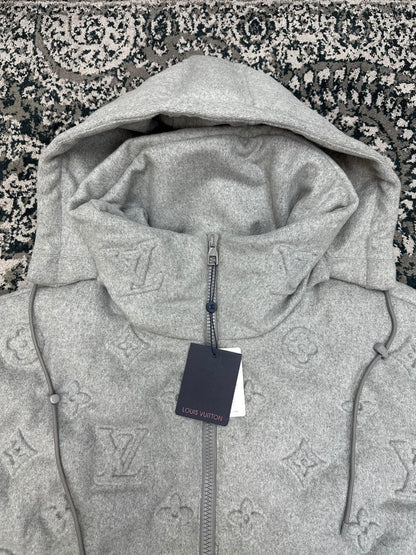 Louis Vuitton Hooded Puffer Jacket - Grey Embossed