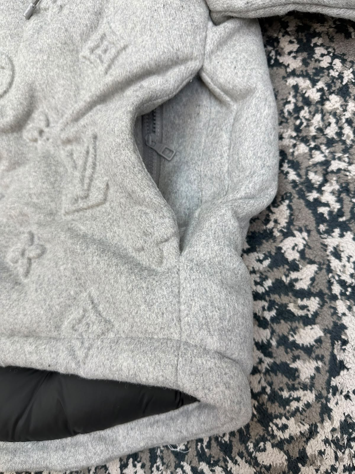 Louis Vuitton Hooded Puffer Jacket - Grey Embossed