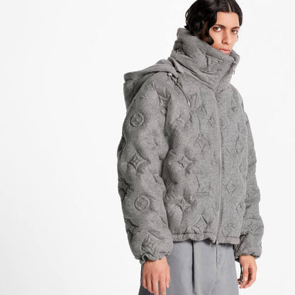 Louis Vuitton Hooded Puffer Jacket - Grey Embossed