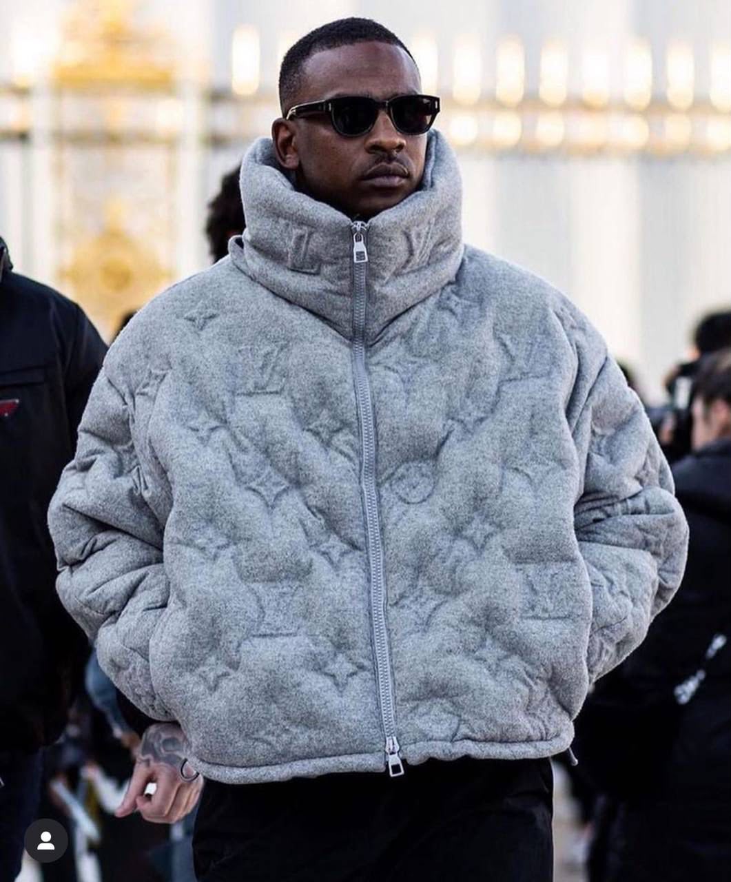 Louis Vuitton Hooded Puffer Jacket - Grey Embossed