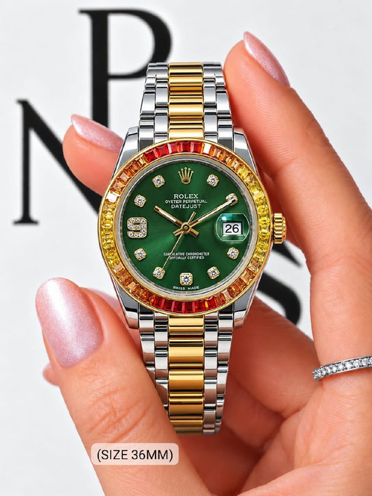Rolex Watch Rainbow Bezel - 
