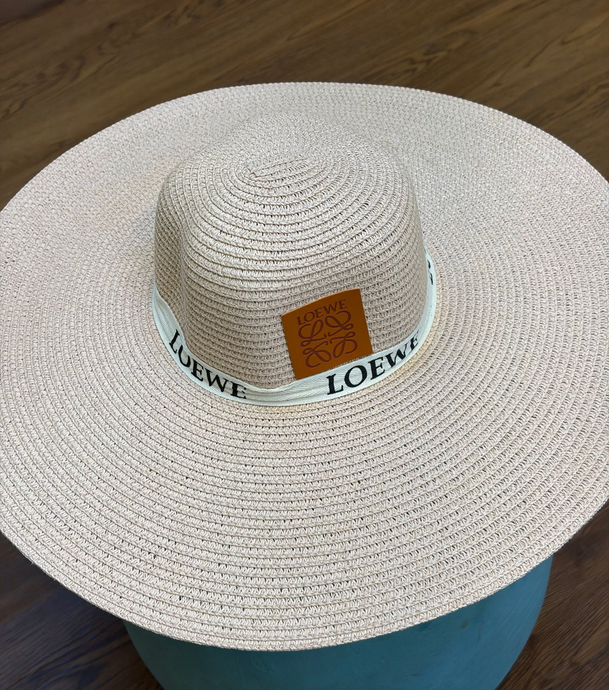 Loewe Ribbon-Band Wide-Brim Hat - Beige