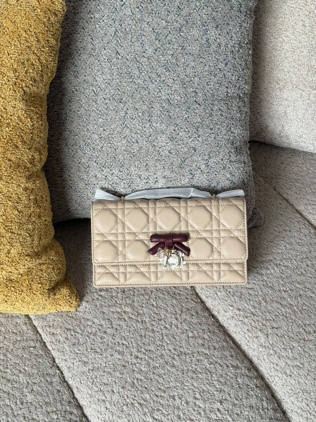 Dior Quilted Bow Handbag - Beige