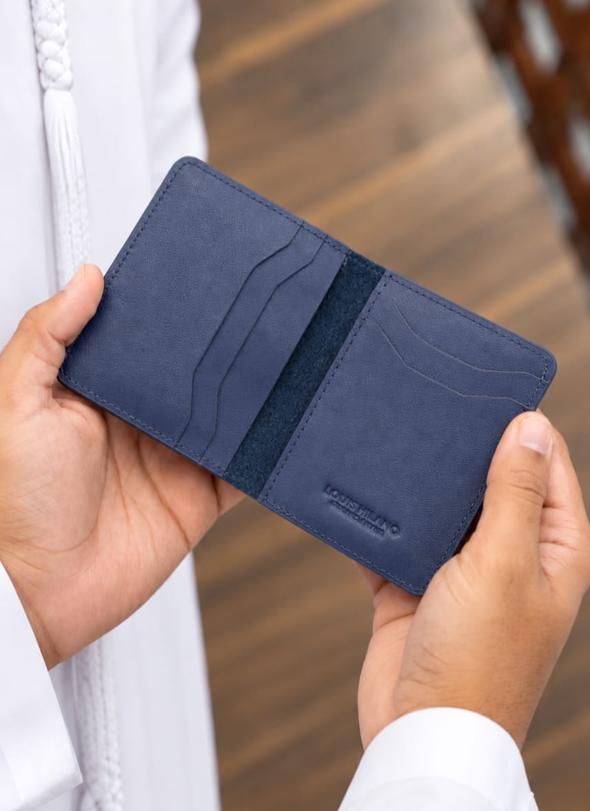 Louis Hilano Card Holder - Navy Embossed