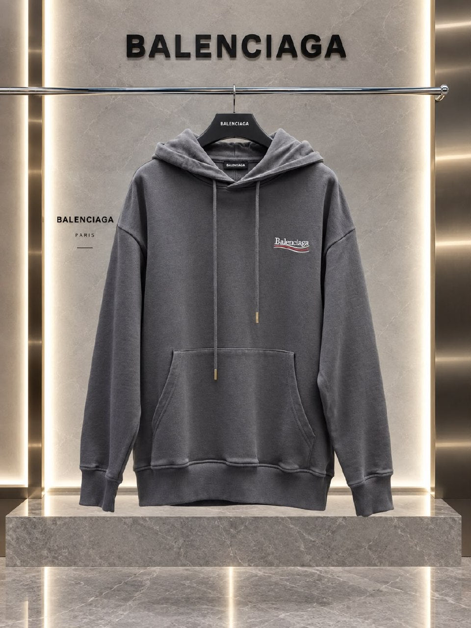 Balenciaga Logo Hoodie - Grey
