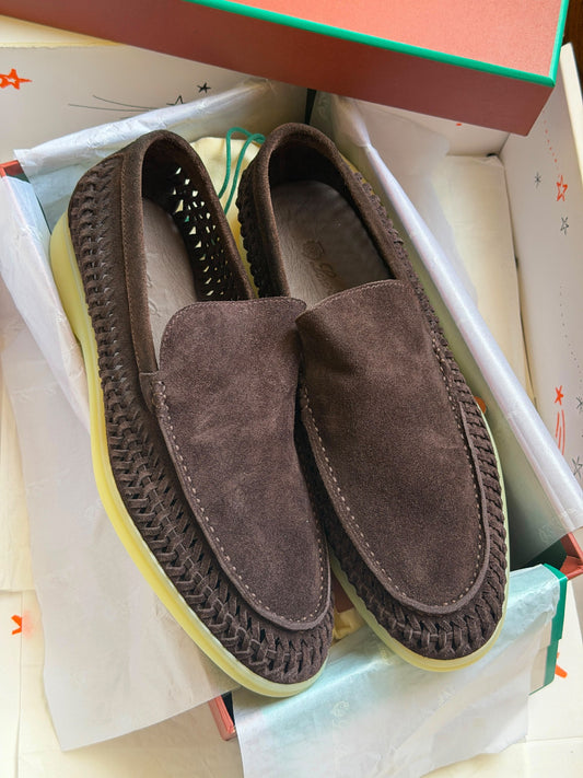 Loro Piana Woven-Edge Loafers - Brown