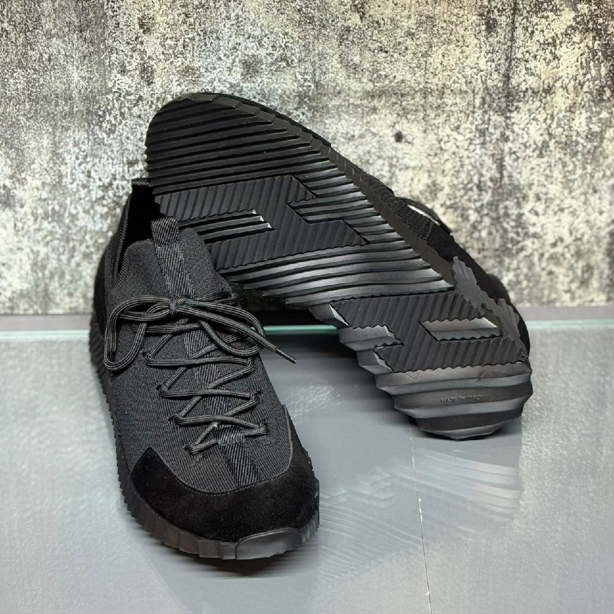 Hermès Ribbed-Sole Sneakers - Dark Grey & Black
