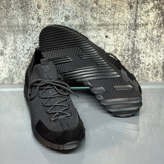 Hermès Ribbed-Sole Sneakers - Dark Grey & Black
