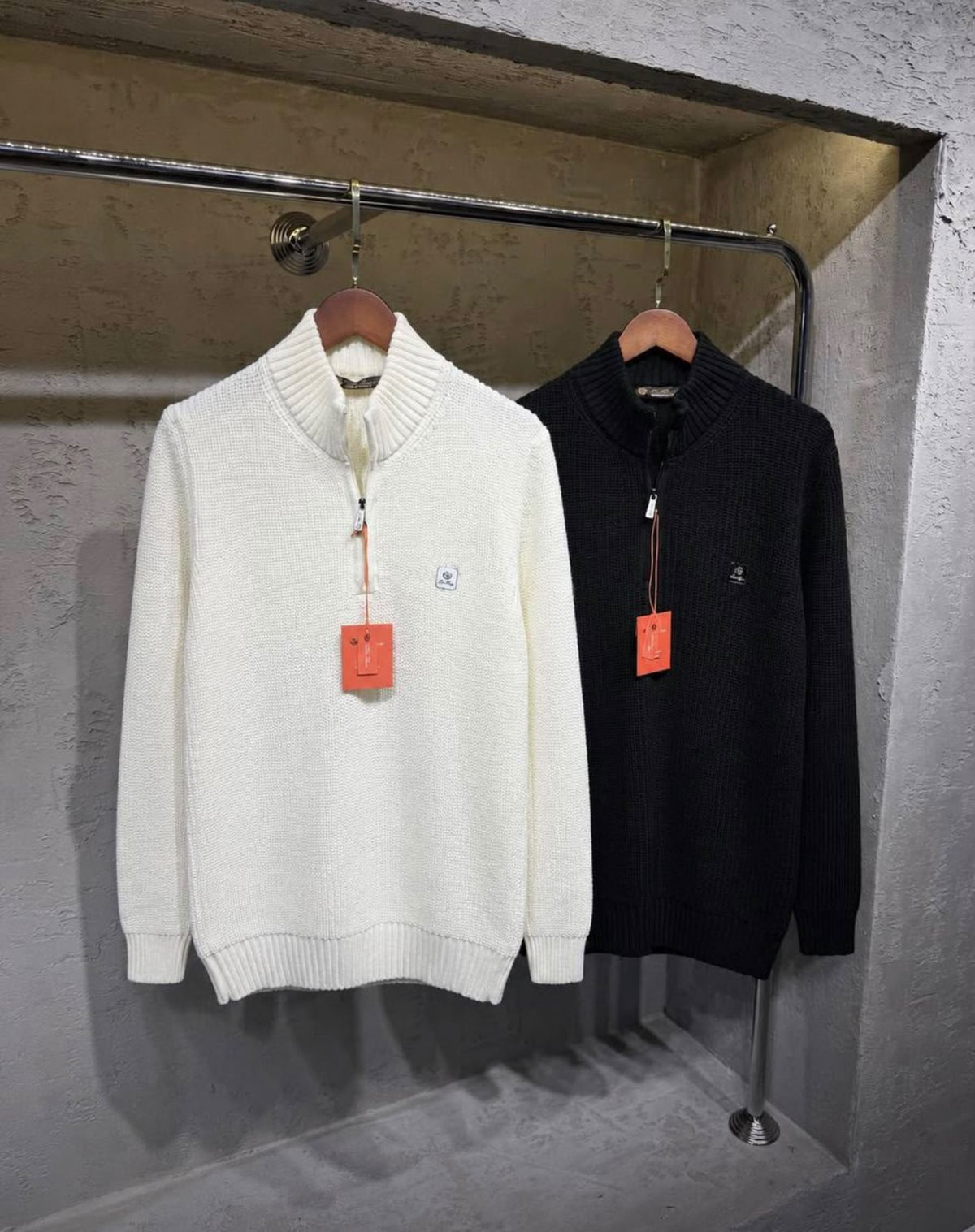 Loro Piana Quarter-Zip Sweater - White, Black