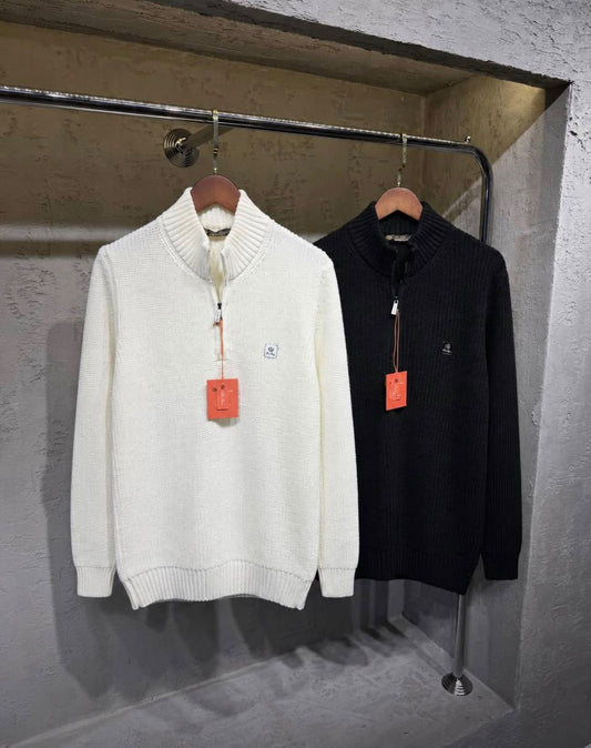 Loro Piana Quarter-Zip Sweater - White, Black